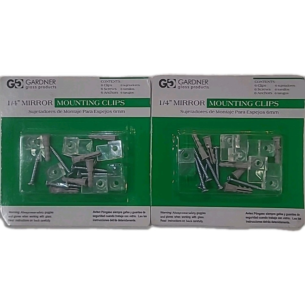 2 Gardner 1/4" Mirror Mounting Clips 12 Total