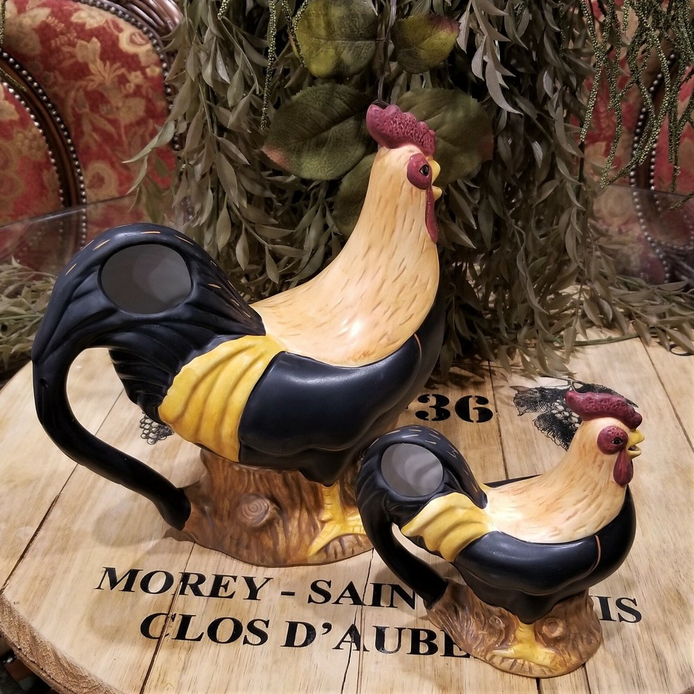 SAKURA Warren Kimble Rooster Pitcher & Creamer Set