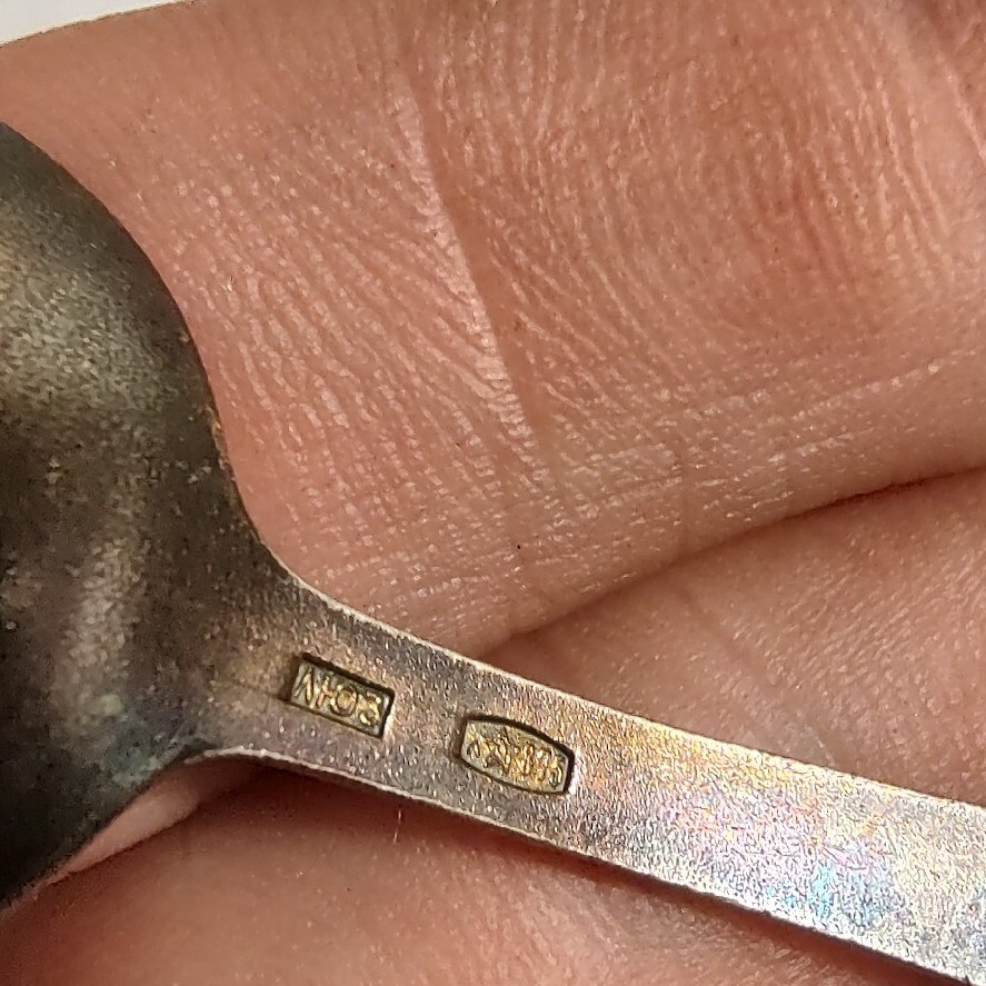 Antique Russian Enamel Silver Spoon with Soviet Hallmarks 875
