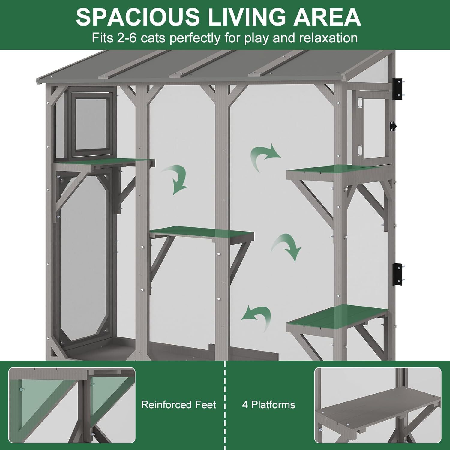 Petscosset Cat Catio Expandable Window Box Enclosure for Multiple Indoor Cats