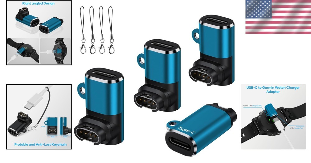 Versatile Multi-Directional USB C to Garmin Charging Cable Adapter Set