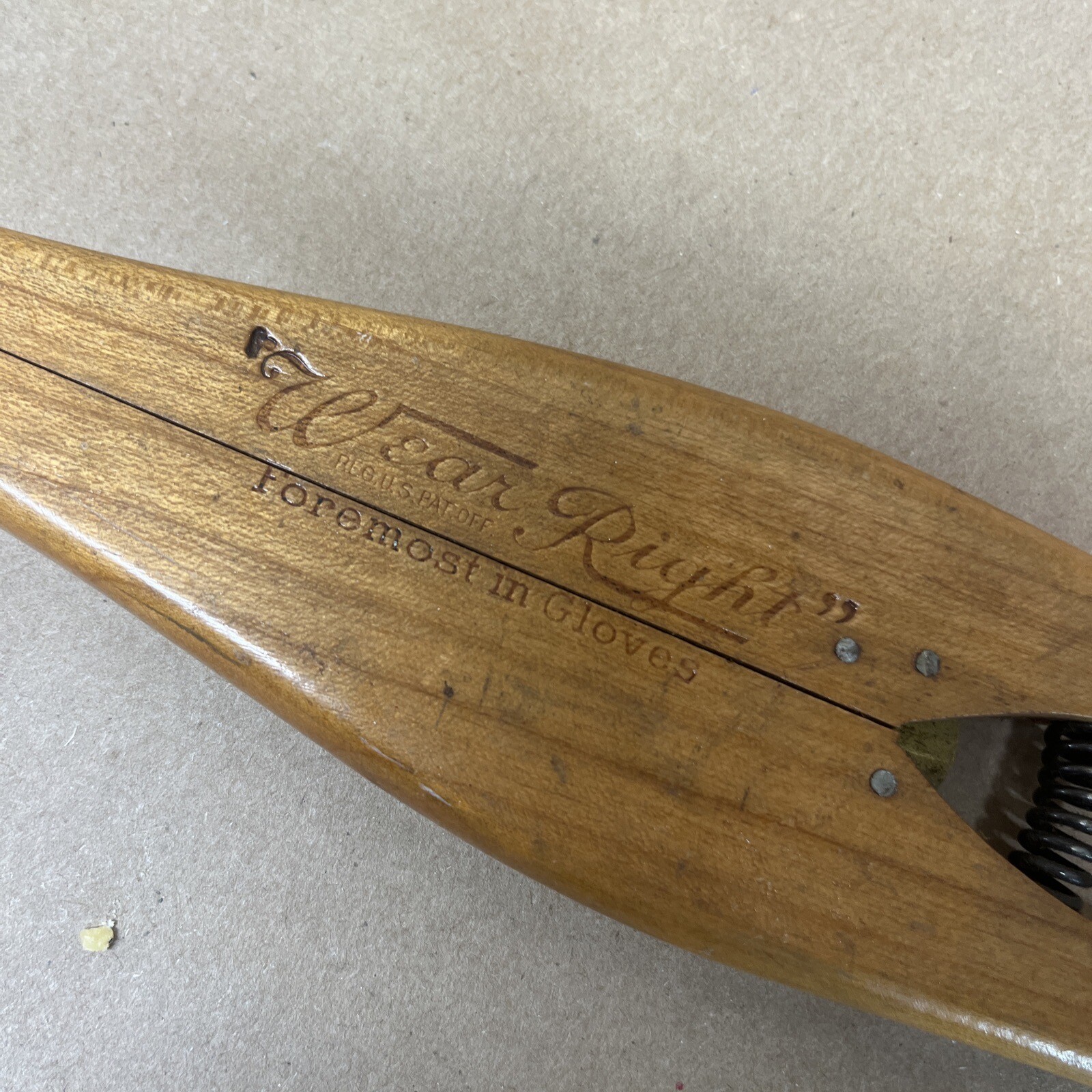VINTAGE GLOVE STRETCHER • Wear Right, Wood With Metal Spring • 14”