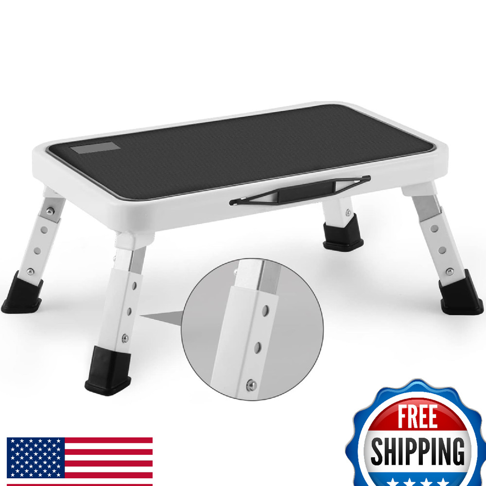Jocauto Folding Step Stool, Adjustable Height, Non-Slip, 330lbs Capacity