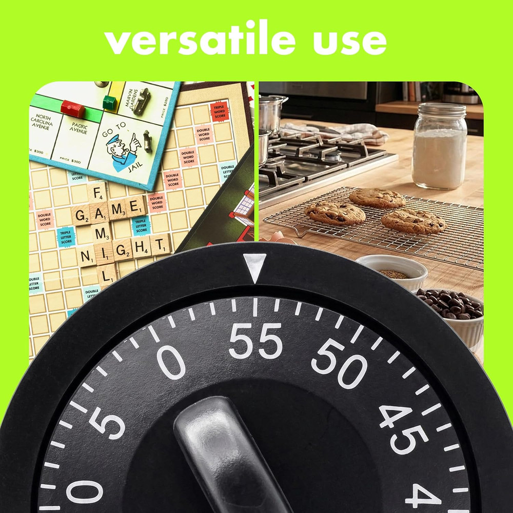 60 Minute Wind up Timer, Visual Mechanical Timer, from 0 to 60 Minutes, for Kitc