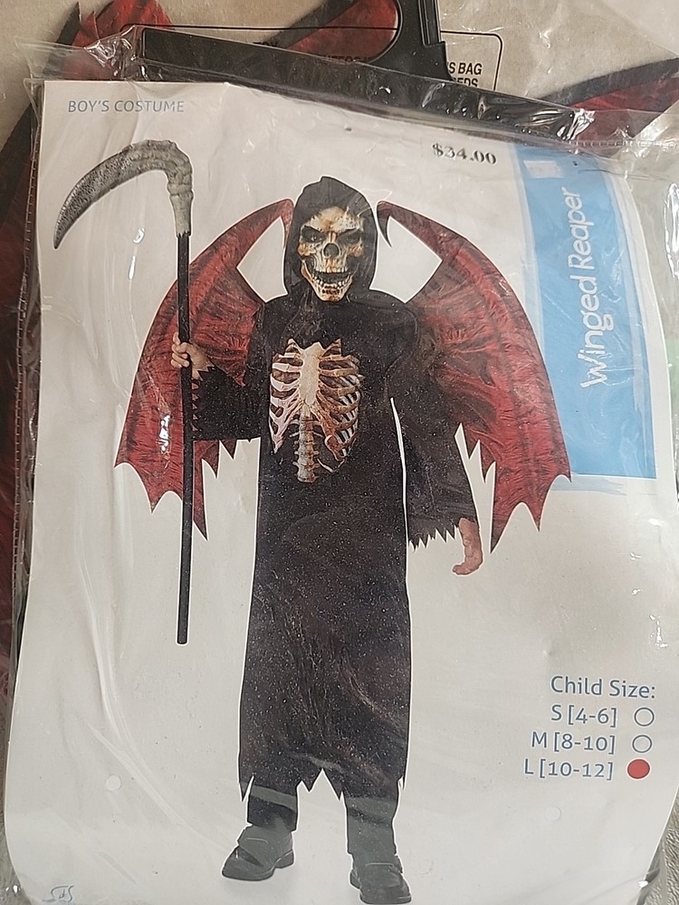 Winged Reaper Boys Costume Size Large