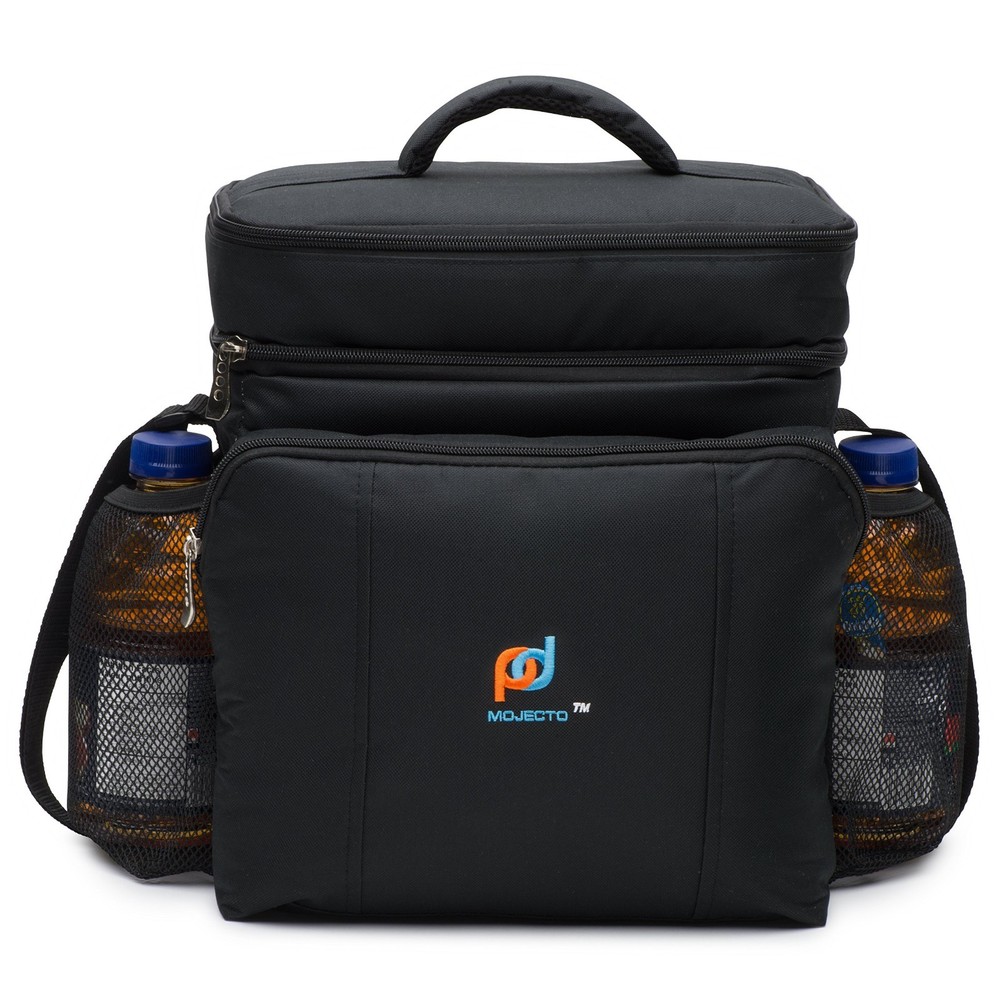 MOJECTO Medium Cooler Lunch Bag Dual Compartment Leakproof 600D Black