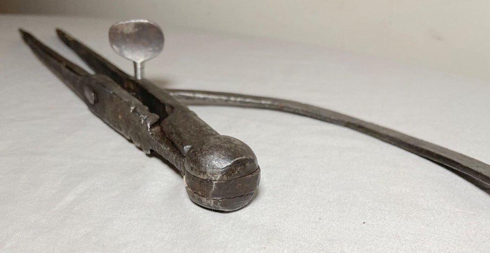 LARGE rare antique 18th century handmade solid wrought iron compass divider tool
