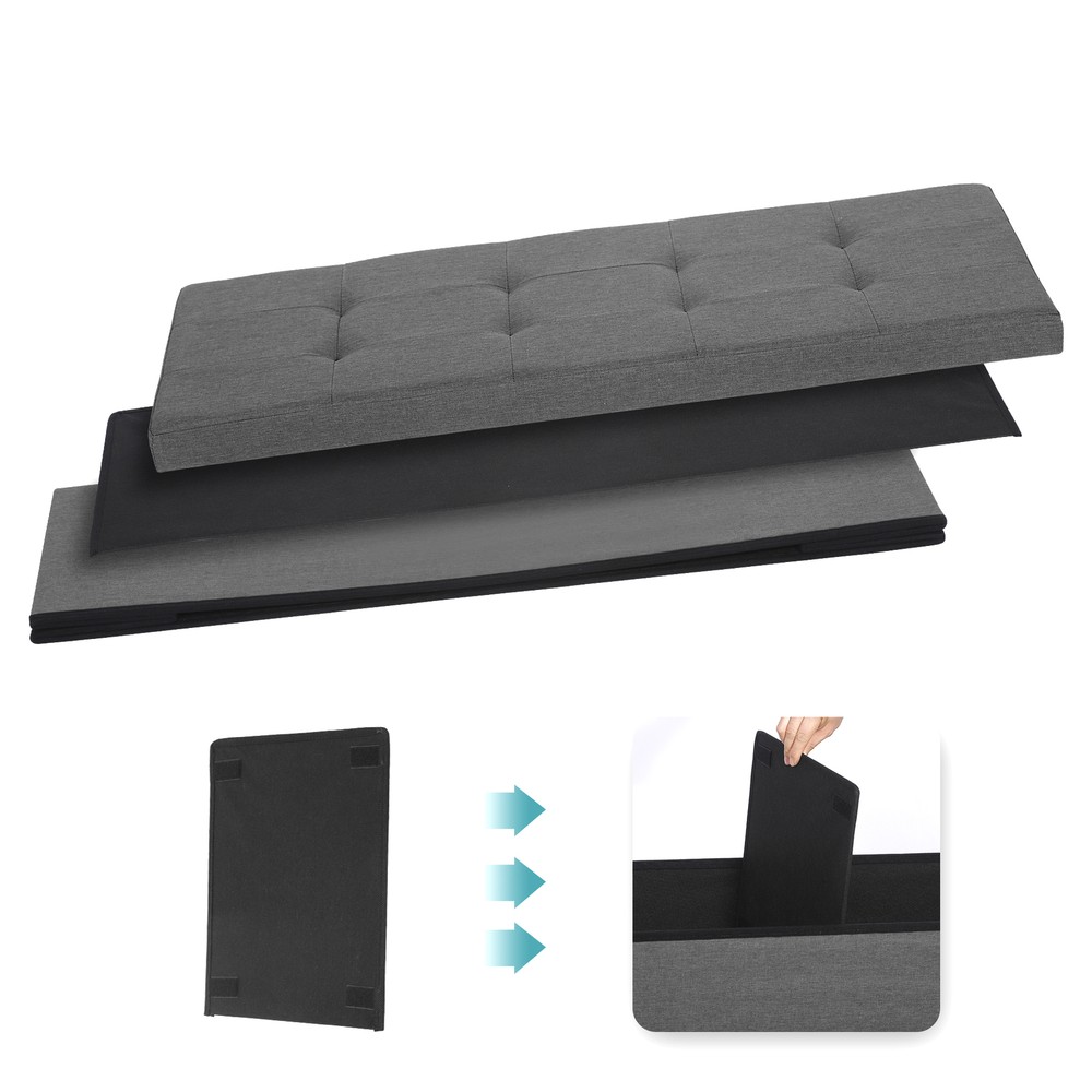 43'' Storage Ottoman Bench Foldable with Hidden Storage FootStool Save Space