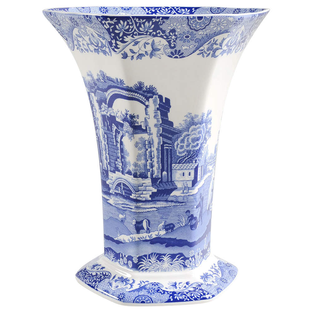 Spode Blue Italian 10" Hexagonal Footed Vase 6980759