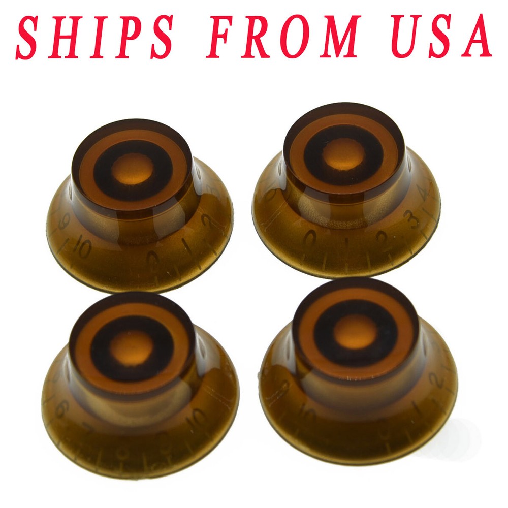 KAISH 4-Pack LP Amber Guitar Knobs Top Hat Knobs Bell Knobs Fits Les Paul