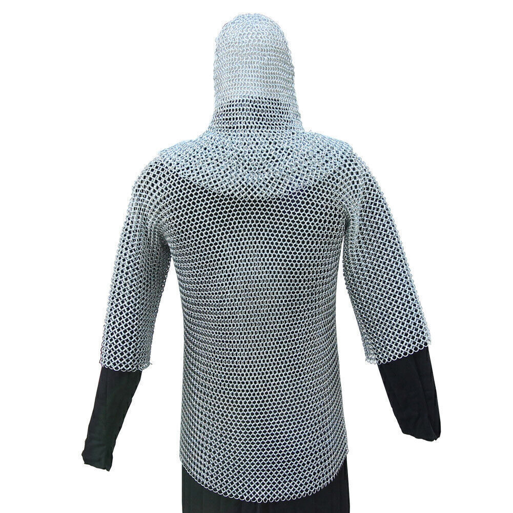 Battle Ready Medieval Habergeon Chainmail Knights Crusader Armor Coif Set
