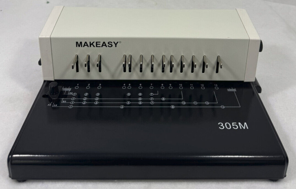 MAKEASY 305M Manual Binding Machine Adjustable Punch Pins Compact Durable