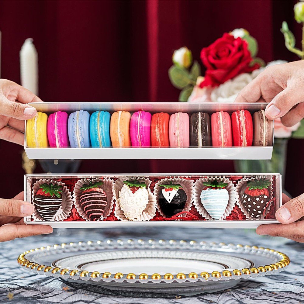 50 Pack Long Strawberry Boxes Macaron boxes Truffle Boxes Cocoa Bombs Boxes C...