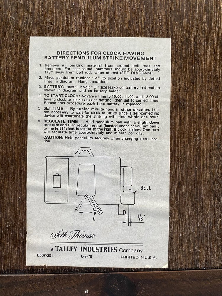 Seth Thomas “Georgetown” Electronic Strike Wall Clock