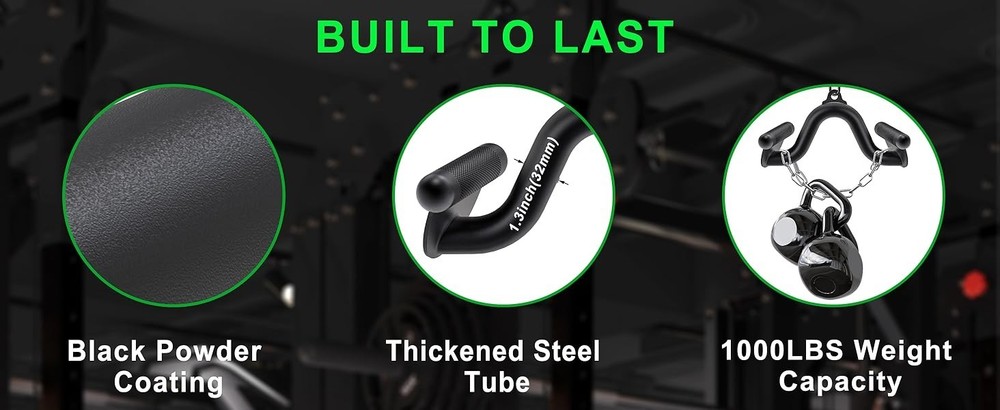 12" LAT Pull Down Bars Cable Machine Attachment, Rowing T-bar V-bar Set, Back...