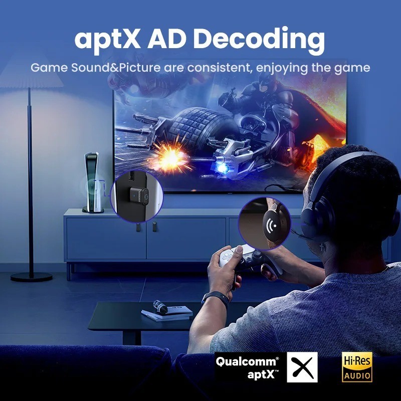 USB C Type-C Bluetooth 5.3 Transmitter aptX HD AD Audio Adapter for PC Nintendo