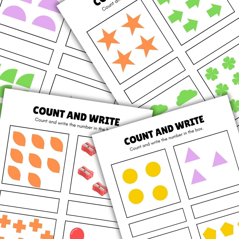 Count and Write & Count and Circle Worksheets | Kids Math Activity Printable