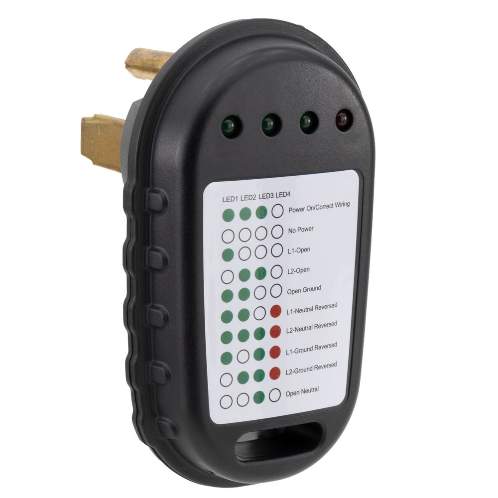 RecPro RV Circuit Analyzer Tester Plug with LED Indicator Lights