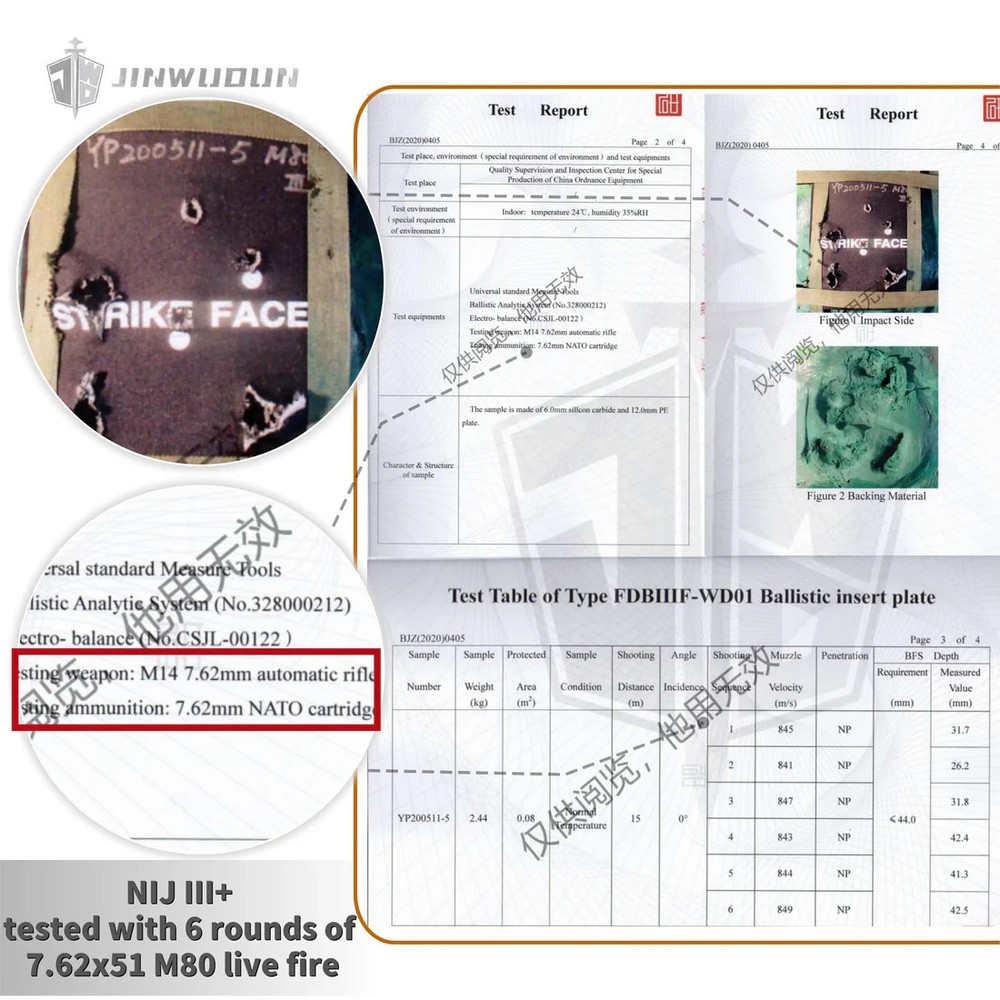 Multi-Curve Bulletproof Plate Level 3+, Ceramic Composite, Polyurea Coating