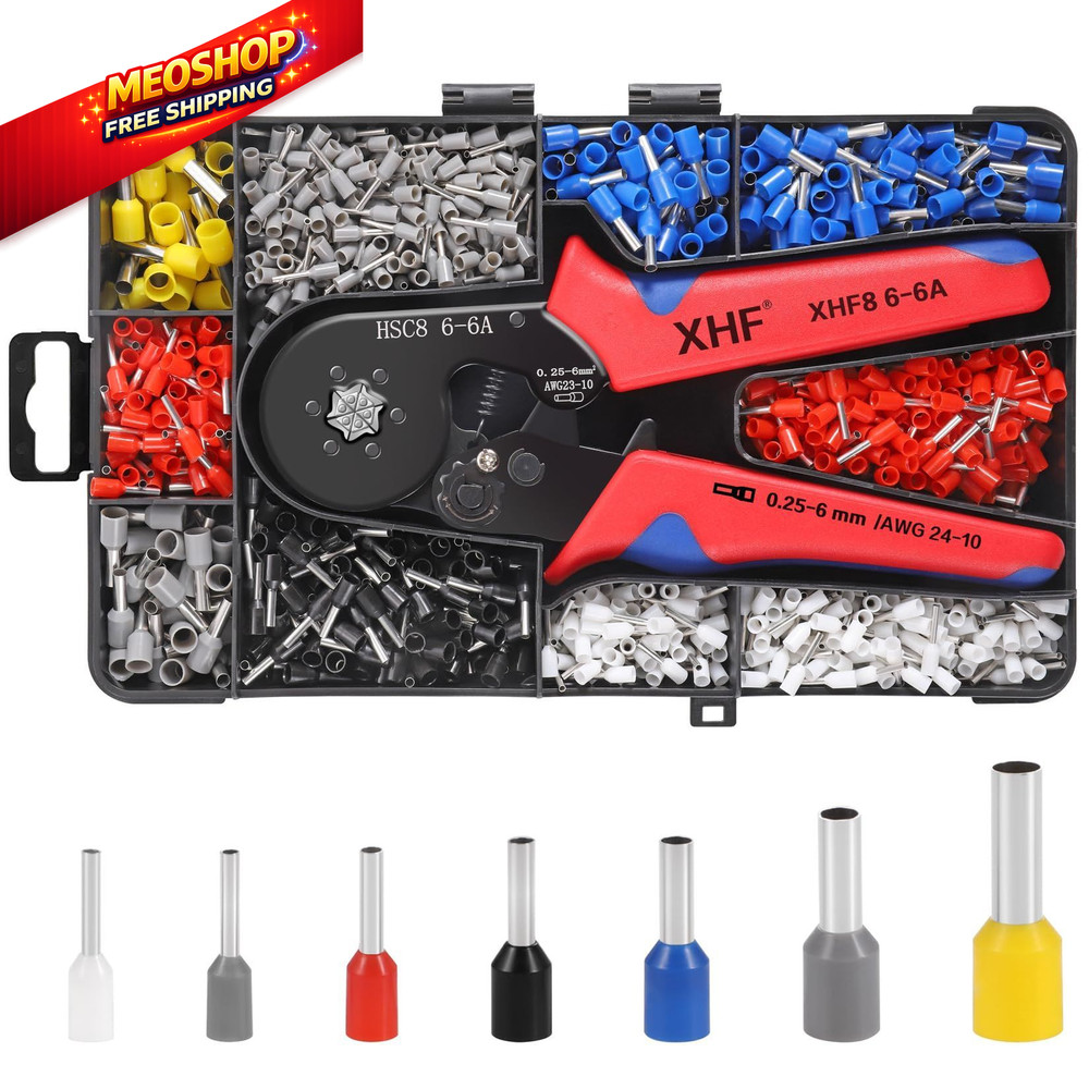 XHF 1700 PCS Ferrule Crimping Tool Kit with Hexagonal 1700
