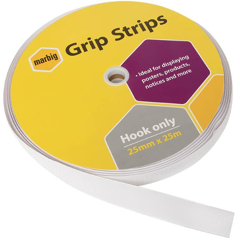 NEW Marbig Grip Strips Hook Only 25Mm X 25M