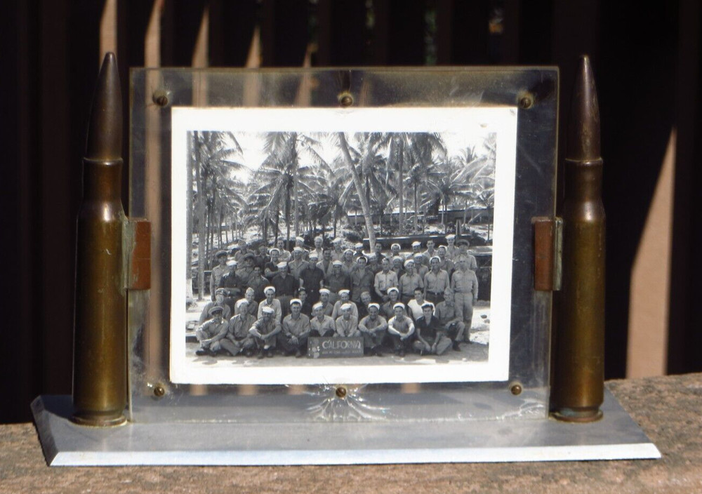 WW2 USN US Navy Souvenir Trench Art Photograph Picture Frame