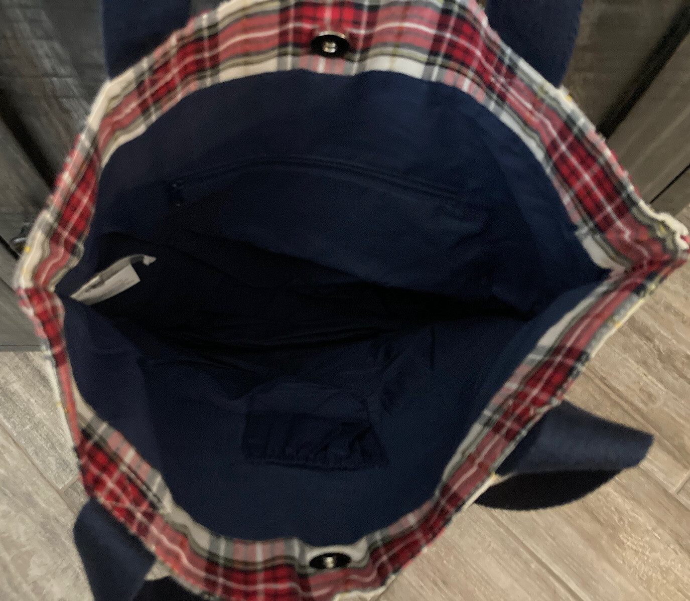 Walt Disney World Disneyland Resort Holiday Plaid Mickey Mouse Tote Bag With Tag