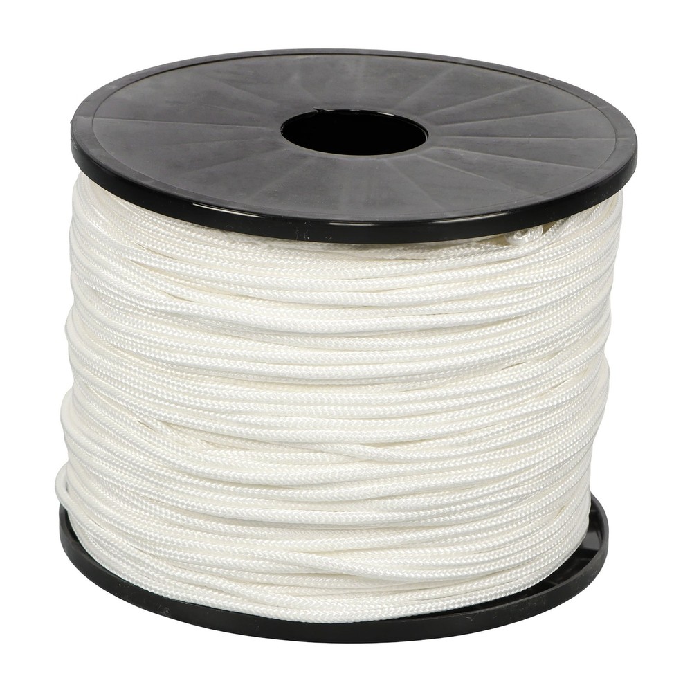 1/8 in White Dacron Polyester Cord - 500 Foot Spool Industrial Solid Braid Rope
