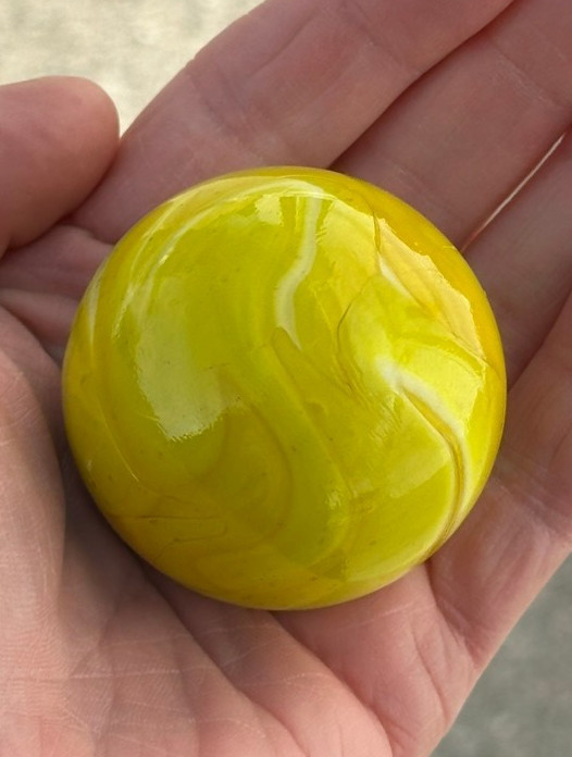 Toe Breaker 50mm (2") LEMON SORBET Yellow Swirl Marbles glass Toebreaker HUGE