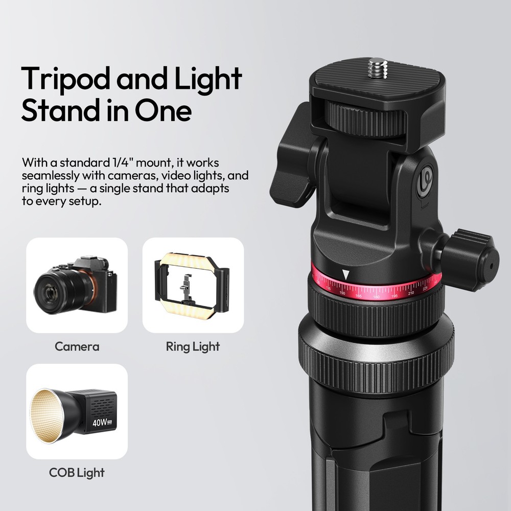 Ulanzi MT-80 Auto-Open Tripod 2m Light Stand 1/4" Mount for Camera Video