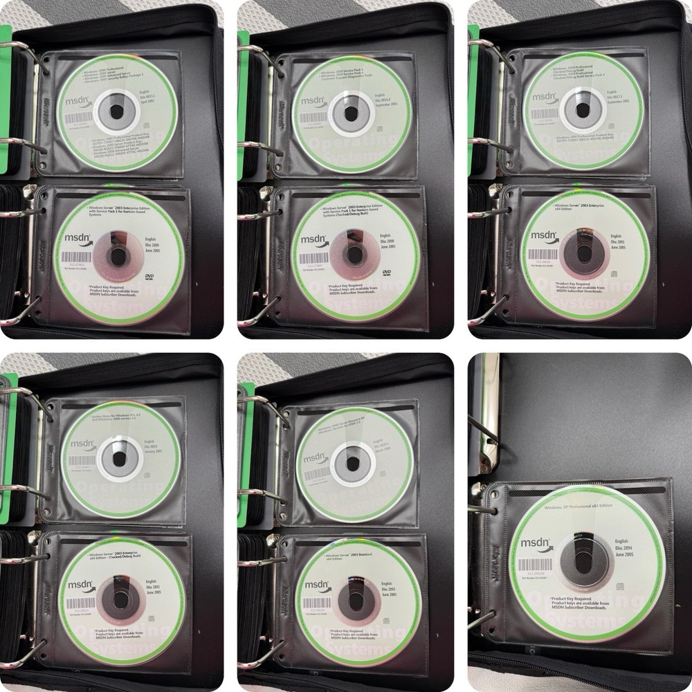 59 Microsoft Developer Network MSDN Discs Library Bulk Lot Binder