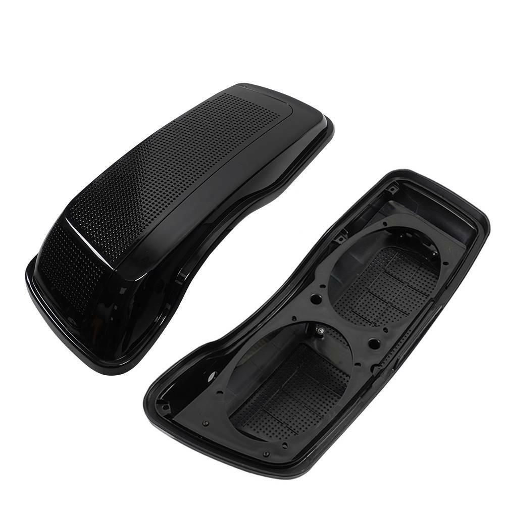 Vivid Black Dual 6x9" Speaker Saddlebag Lids For 2014-2022 Harley Touring Models
