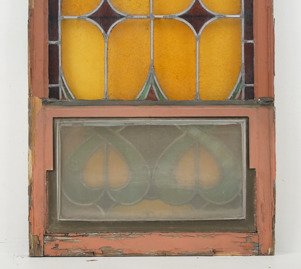 1900s Rectangular Leaded Stained Glass Church Window - R290696