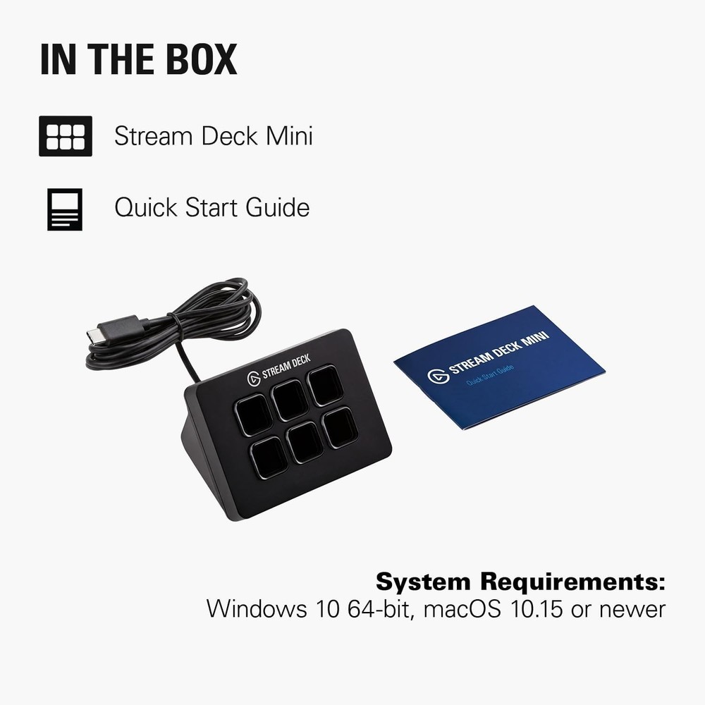Stream Deck Mini: USB Productivity Booster with 6 Customizable Keys - Black