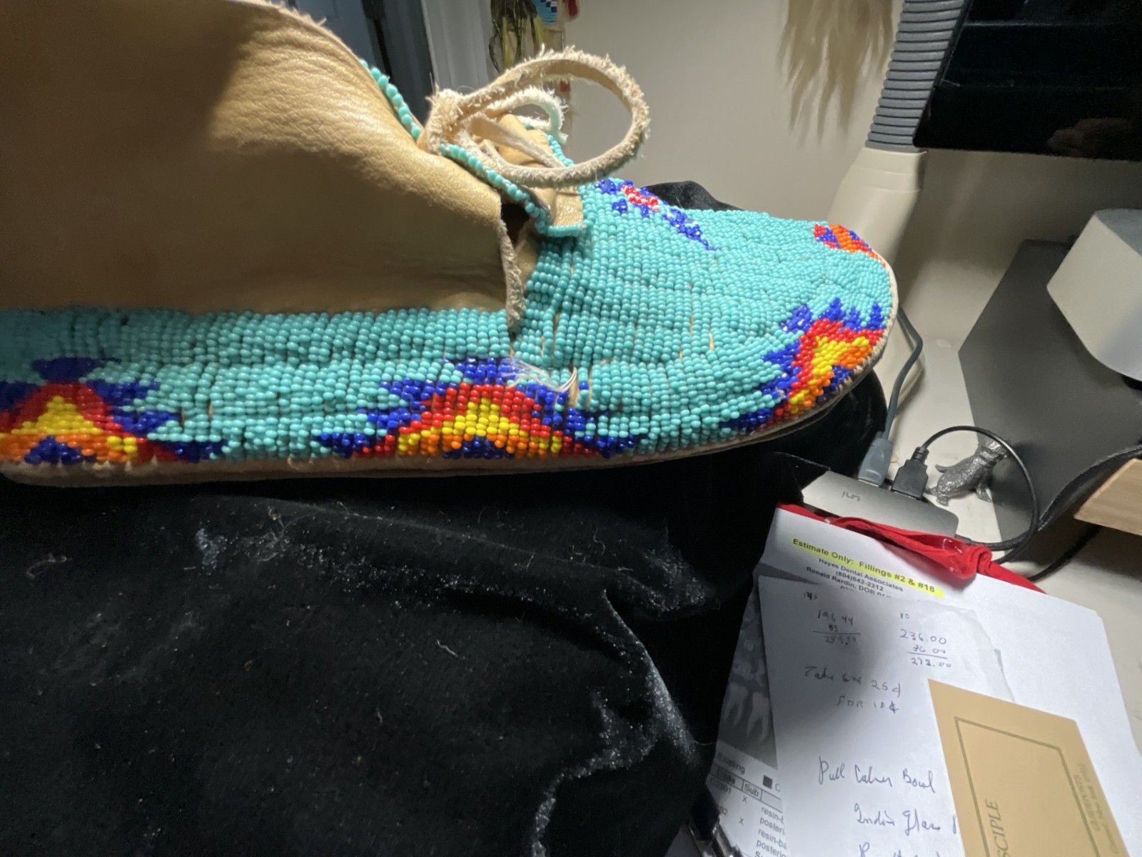 Sioux ? Fully Beaded Eagle Moccasins 10 inches.