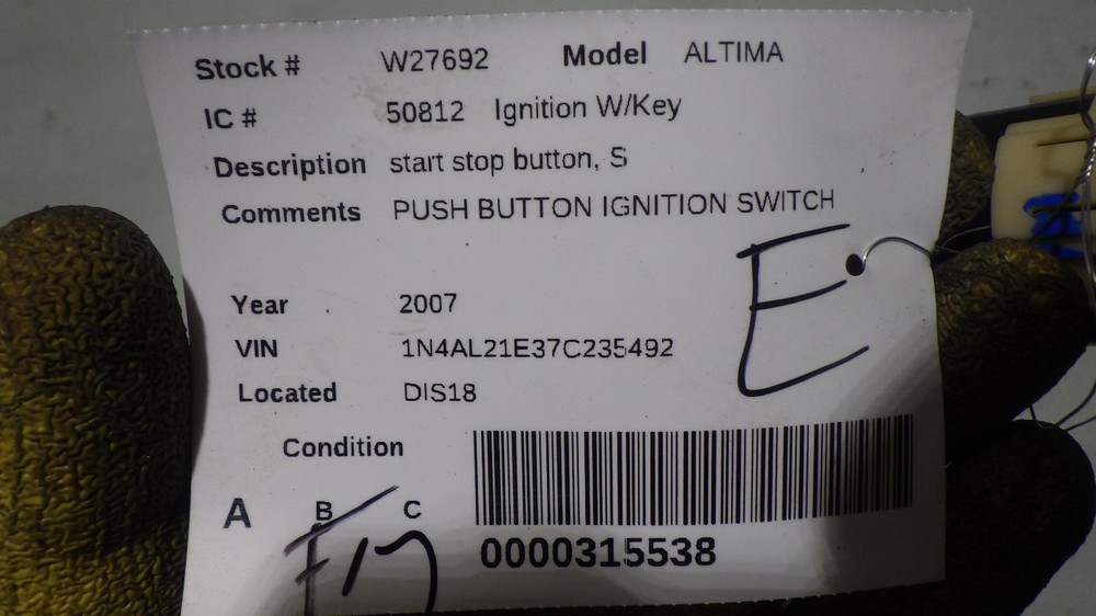 07 NISSAN ALTIMA Ignition Start Stop Button