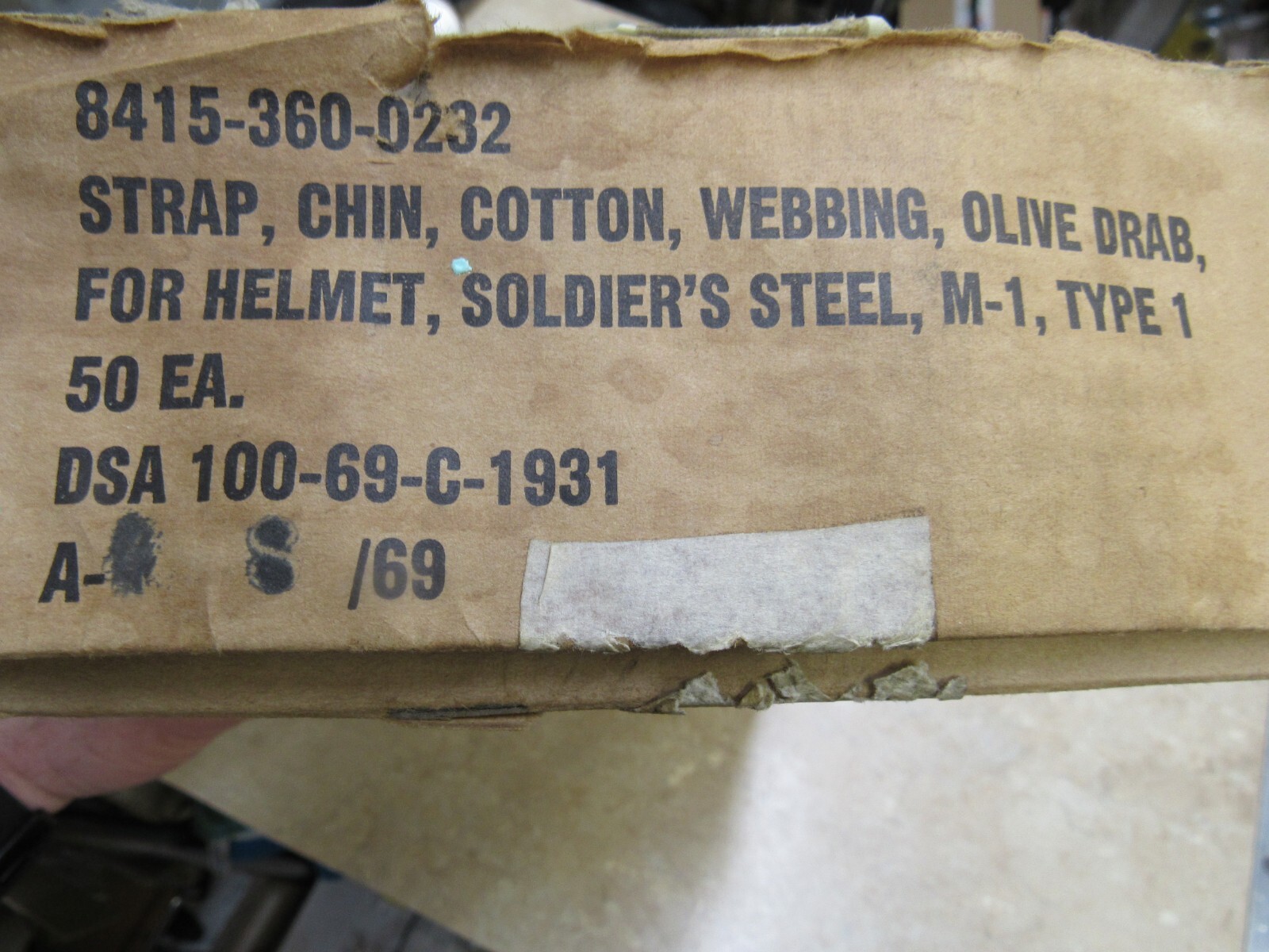 US Vietnam Era M1 Helmet Chinstrap Cotton Webbing OD Green Type 1 UnMarked RUST