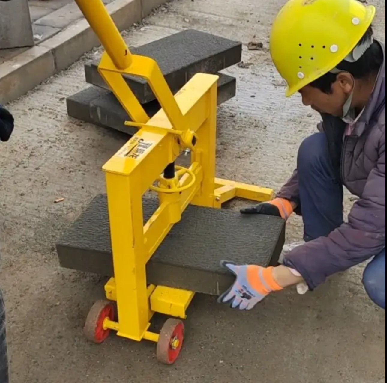 Manual Stone Brick Cutter with Wheels Paving Tool Block Splitter Cutting Machine