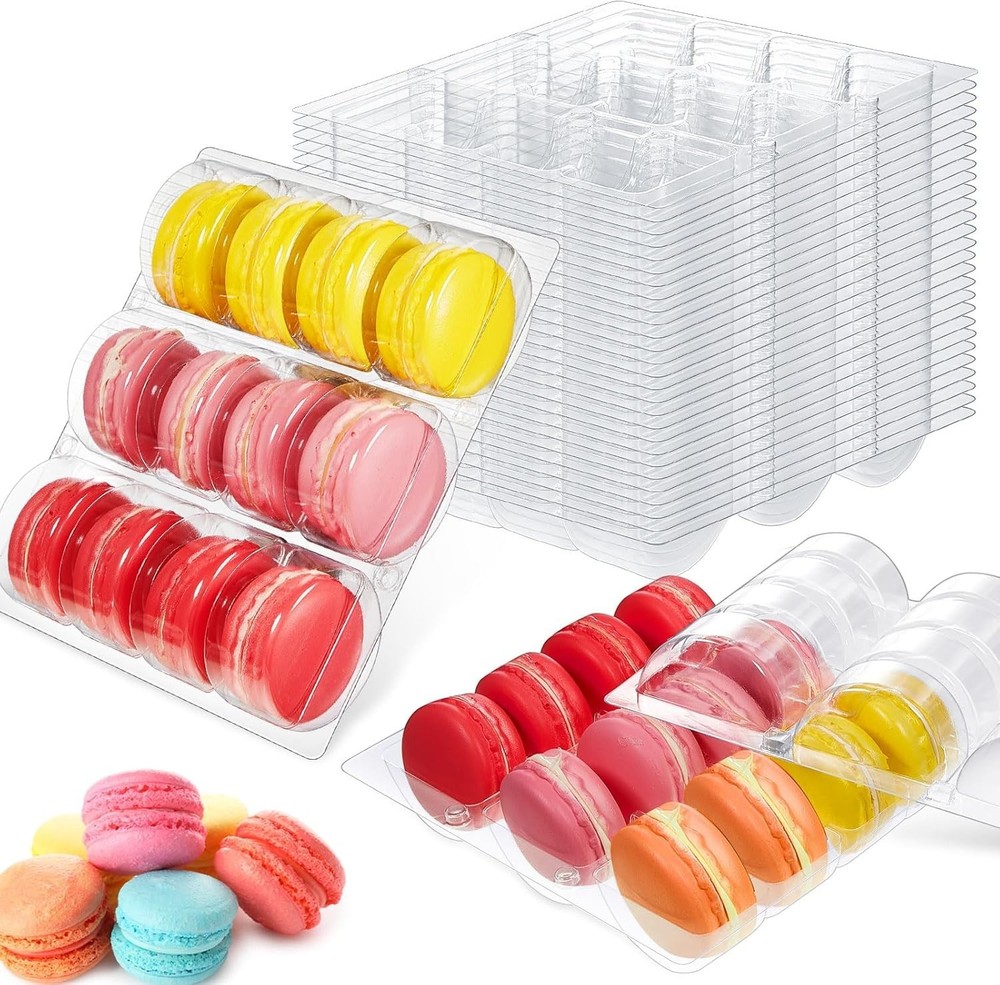 Durable Macaron Boxes - 12 Clear Containers for Seamless Storage & Display