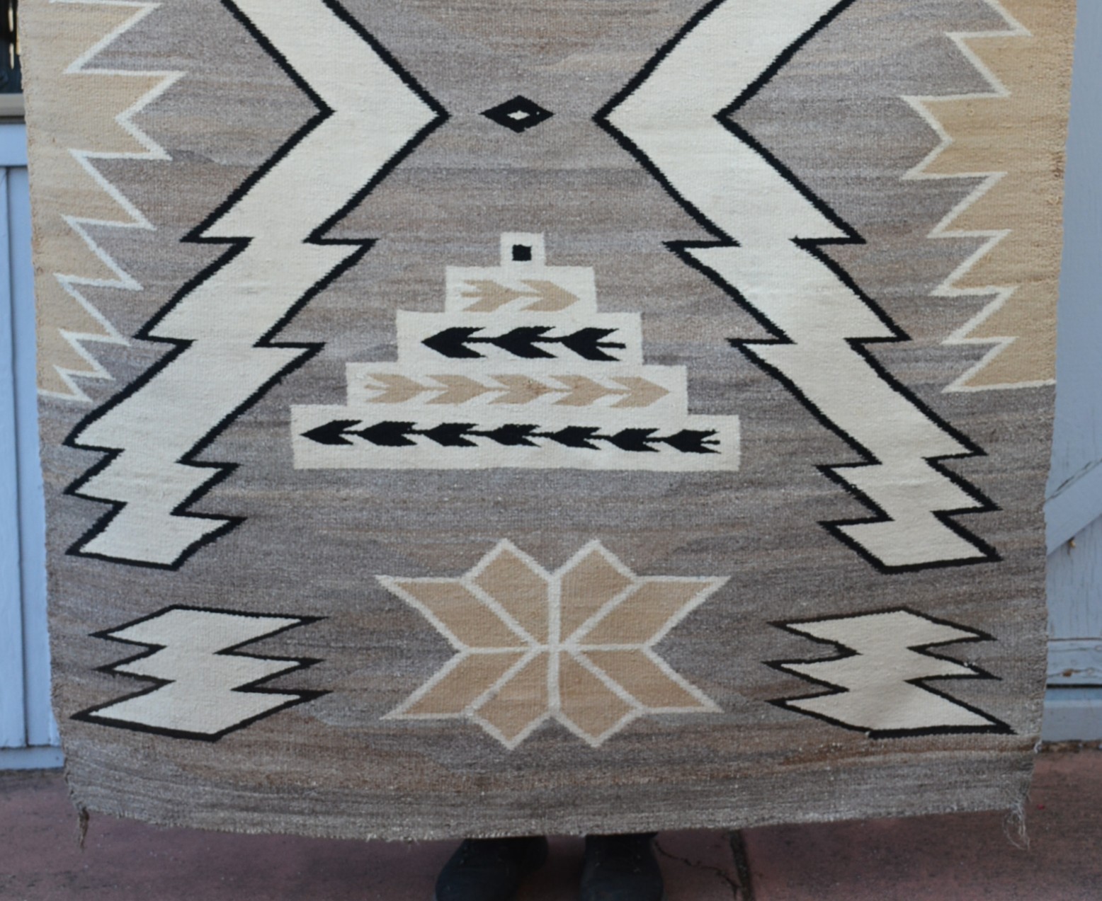 Early Two Gary Hills Lightning Storm Pattern Navajo Rug - Handspun - 65" x 49"