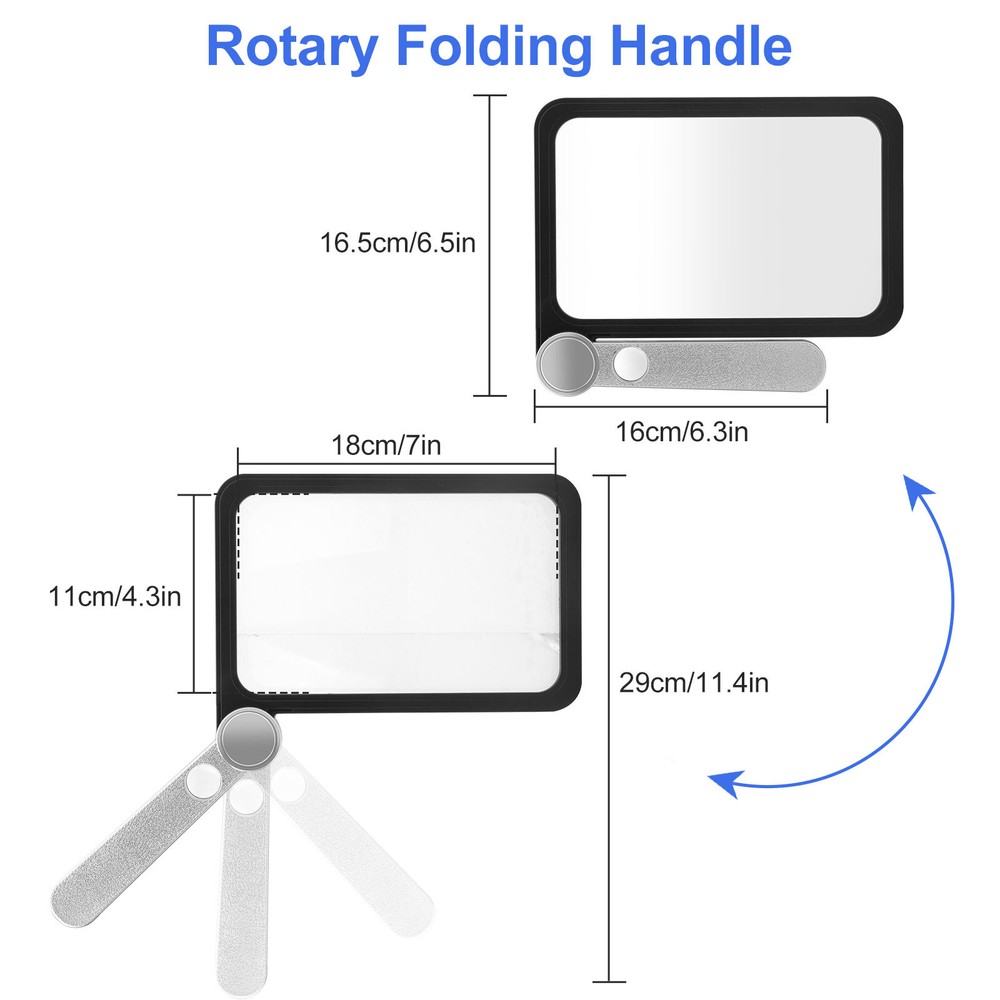 4X Full Page Folding Handheld Rectangular Reading Magnifier for Low Vision