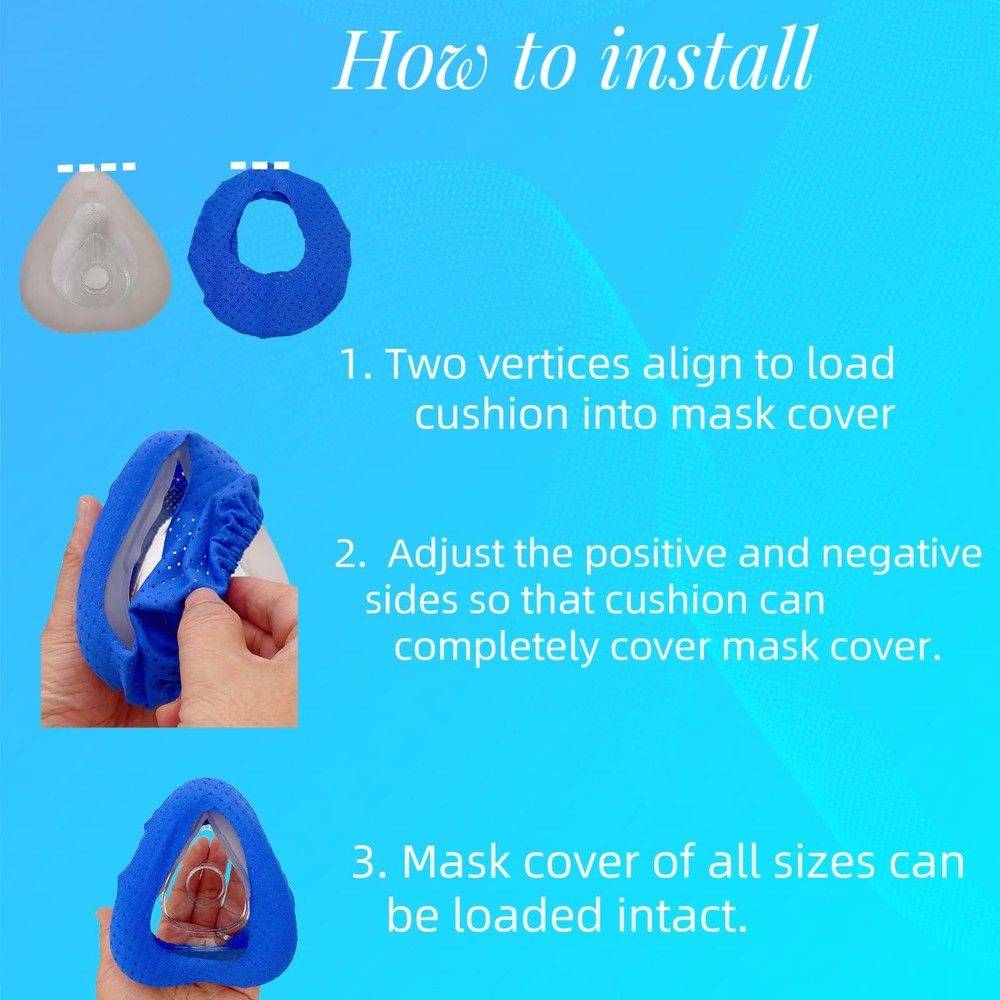 4 Pack CPAP Mask Liners + 4 Strap Covers One Size Compatible Blue