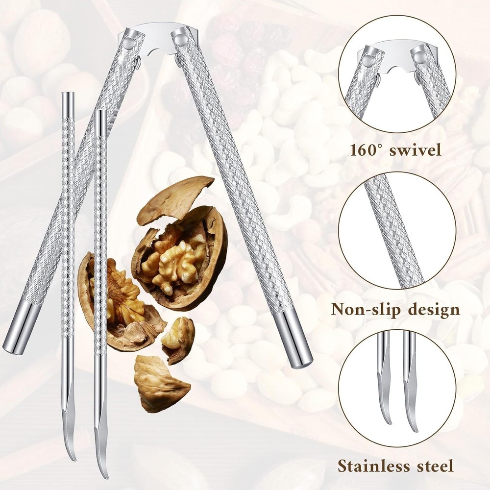 1 Pack Nut Crackers for All Nuts, Stainless Steel Walnut Cracker Tool with 2 PCS