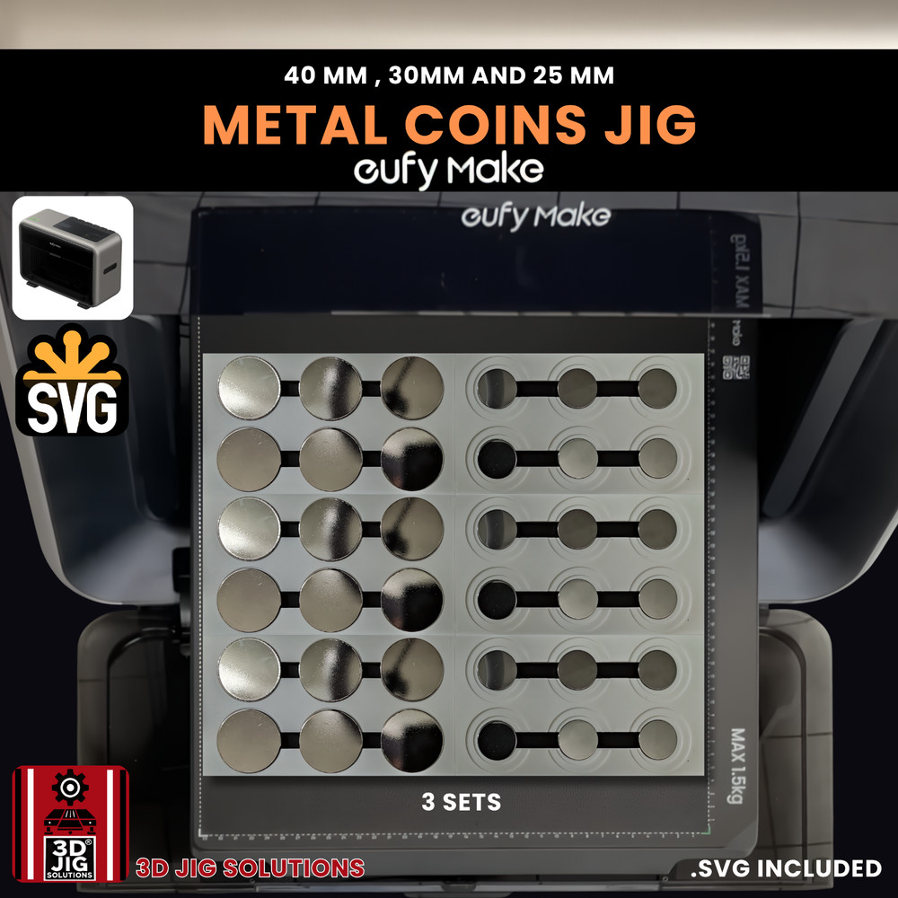 EufyMake E1 UV Printer Jig | Challenge Coin & Pendant Template