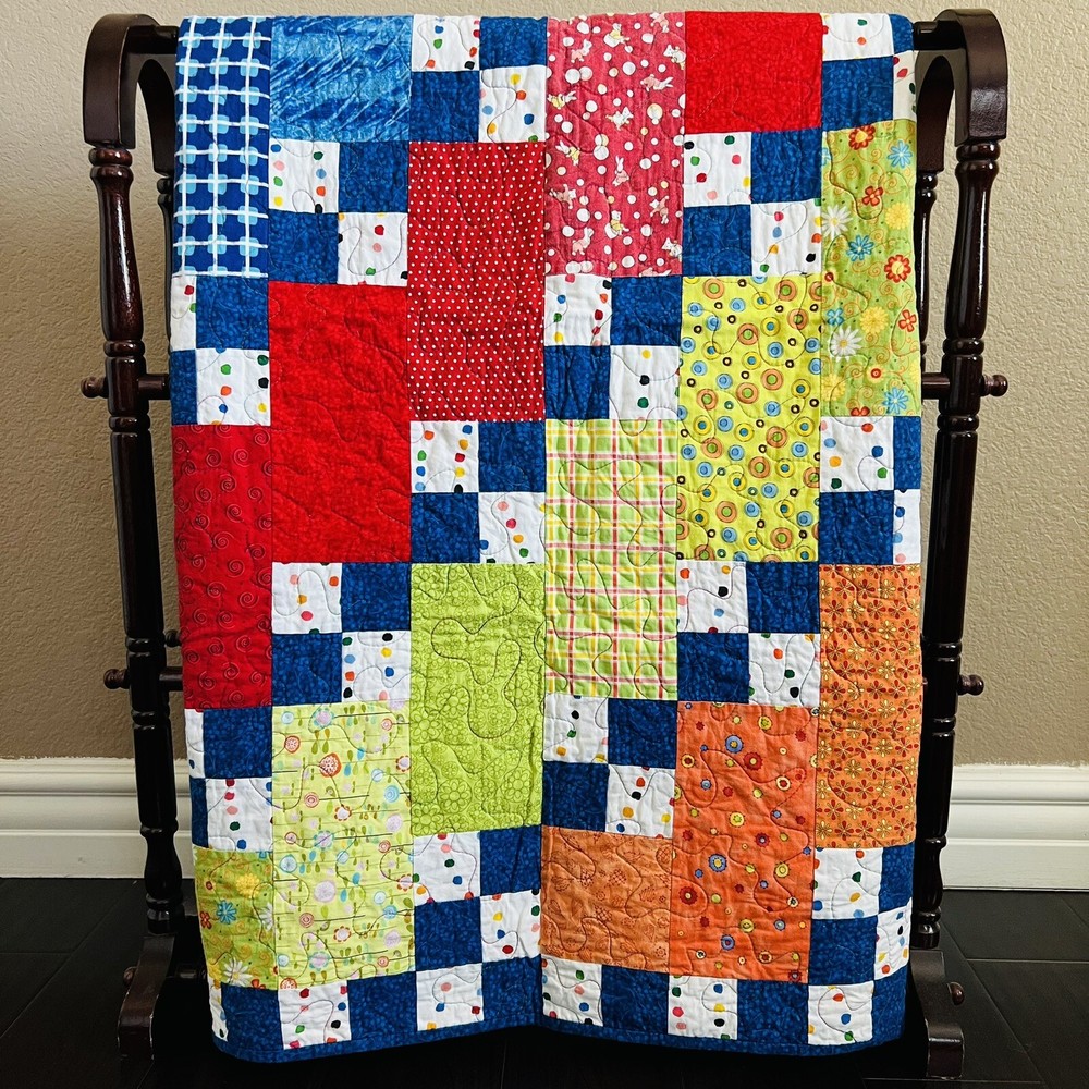 38”x52” Beautiful Handmade Optimistic Quilted Throw.