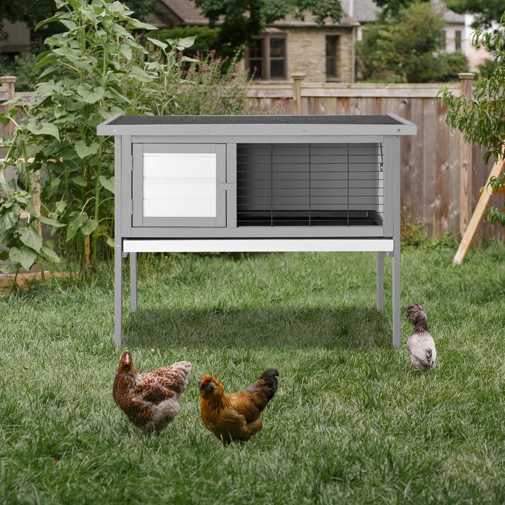 36" Gray Rabbit Bunny Pet Cage Small Animal House Chicken Coop Single Deck