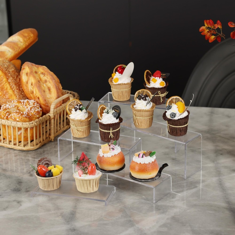 Goabroa 2 Sets 10 Pcs Clear Display Risers, Rectangular (7"-8"-9" L) Risers D...