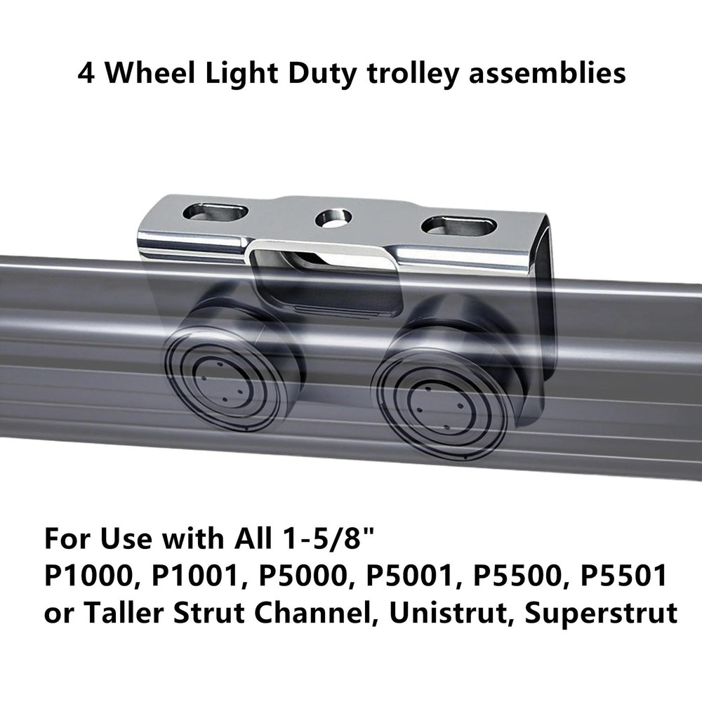 4 Wheel Trolley Assembly Rollers, Upgraded Load & Stable Silent Roller Trolle...
