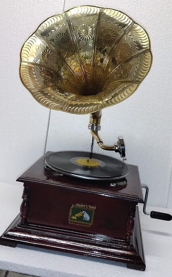 Antique HMV Fully Functional Gramophone Working Replica Vinyl Record Player Gift