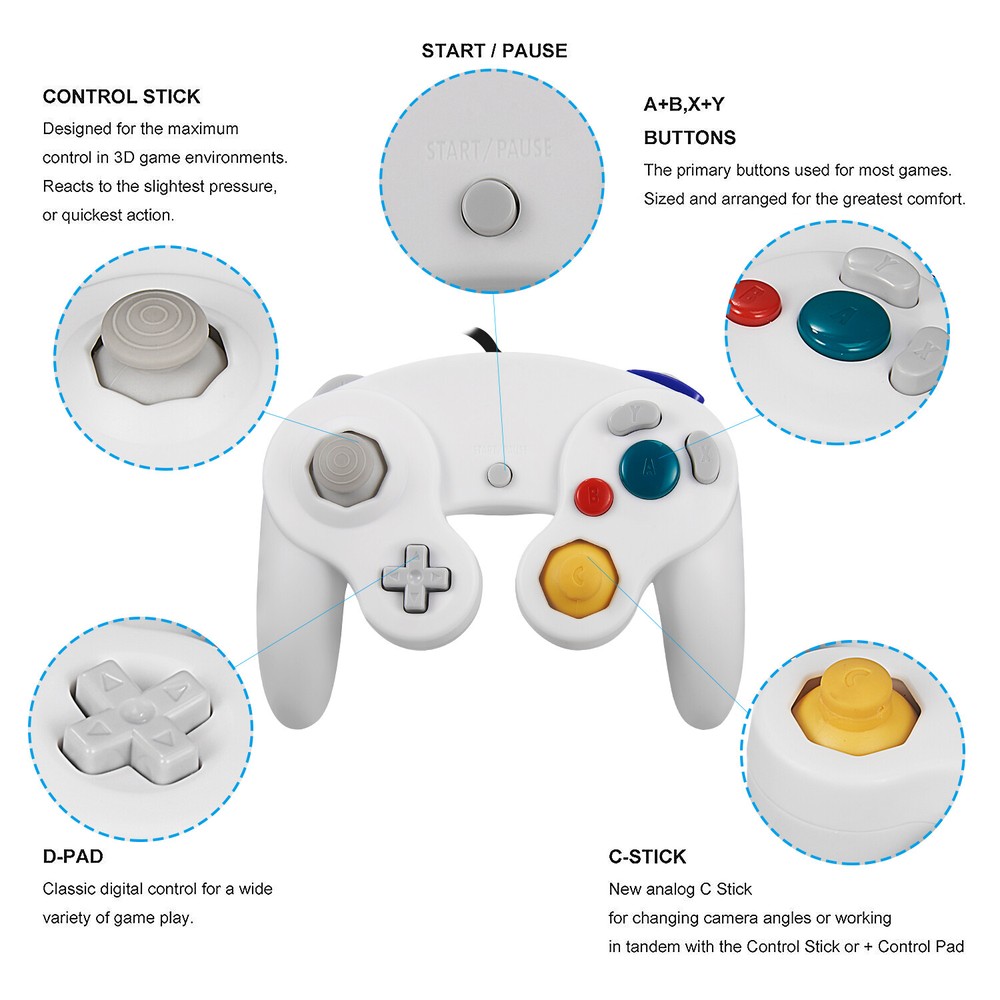 1/2 Classic Smash Bros GameCube Controller Gamepad For Nintendo NGC Gamecube